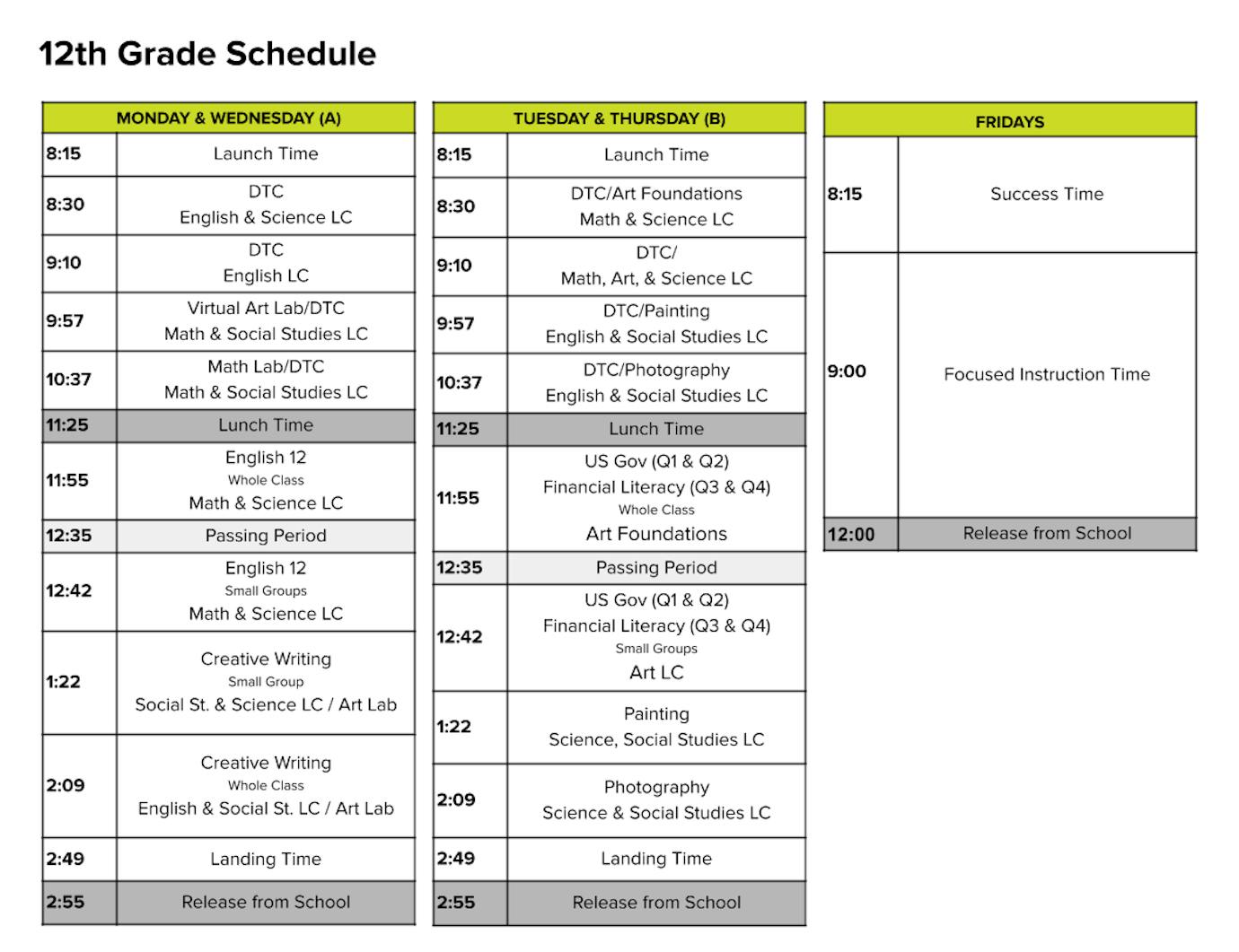 Career Path High Learning Schedule