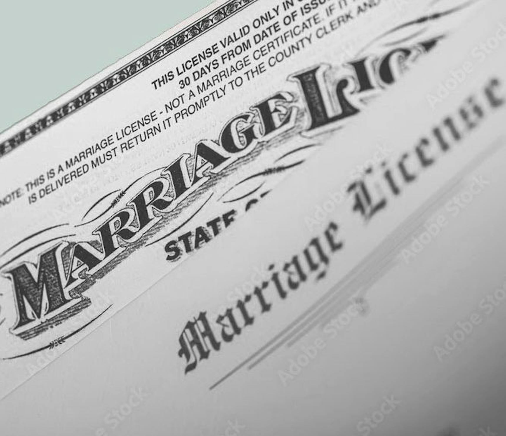 Picture of a marriage license