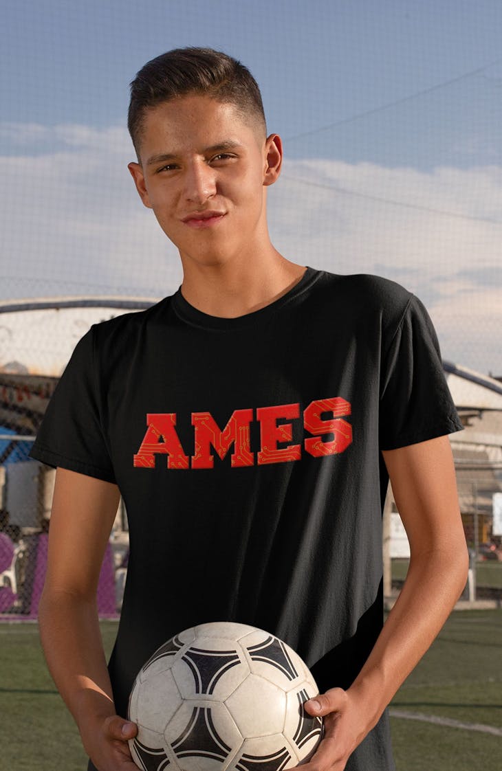 Black AMES T-Shirt Circuit Board